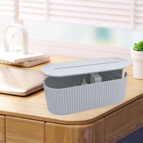 WPKD BLUEIY Cable Tidy Box,Plastic Cables Organised Box with Lid,Hide Extension Blocks and Electrical Cables for Office Home Hiding Messy Cables Wire(33x13x12cm,378g,Blue) - Image 4