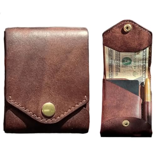 Handmade Multifunctional Leather Slim Wallet - Men's Compact EDC Wallet with Plenty of Room