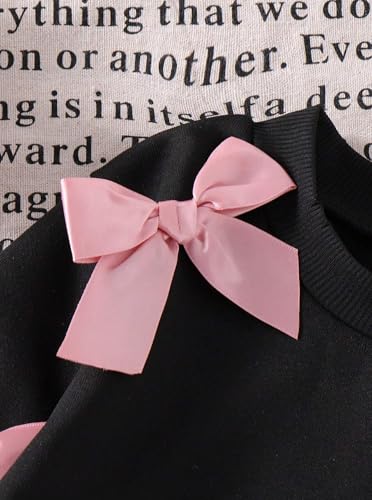 Image of Girls 2 Piece Outfits Long Sleeve Crew Neck Bow Sweatshirt Top and Flare Pants Set