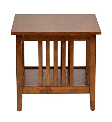 Osp Home Furnishings Sierra Writing Desk With Pull-Out Drawer And Mission Style Side Panels, Ash Brown & Sierra End Table With Lower Storage Shelf And Mission Style Side Panels, Ash Brown #TOP6