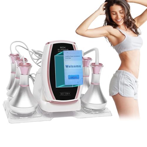Körperstraffung Schlankheitsmaschine 80K, 5 in 1 Körper Shaper Schönheit Maschine, Ultraschall Kavitation Körper Abnehmen Massagegerät für Fettreduktion, Formgebung und Hautverjüngung