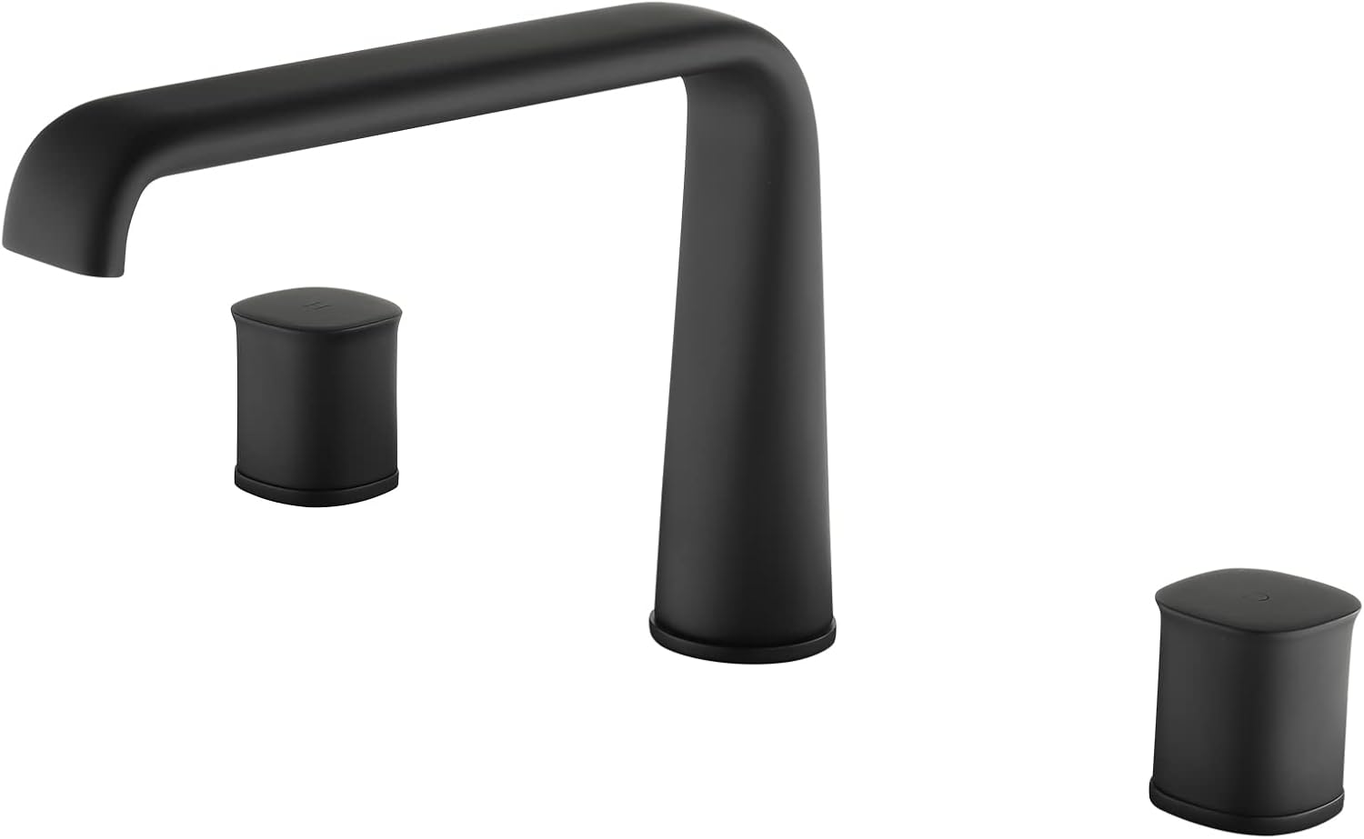 PHASAT Bathtub Faucet Deck Mount Matte Black Bathroom Waterfall Tub Faucet 3 Hole Tub Filler with 2 Handles,PU5H01、
