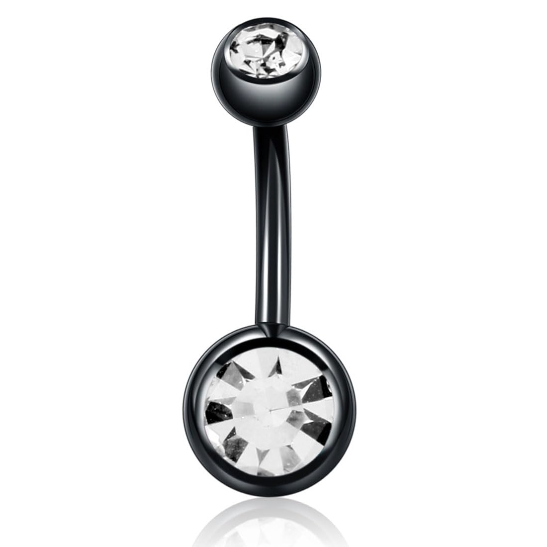 CPSYTE 1 piercing de ombligo antialérgico de titanio G23, acero quirúrgico plateado, piercing de ombligo de plátano 14G,piercing ombligo largo de 10mm,piercing ombligo,joyería para el cuerpo - negro