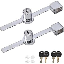 JLNGTHONG 2 piezas Bloqueos de Escaparate + 4 piezas Llaves Cerraduras de Puerta de Cristal Corredizo Bloqueo Ajustable Hoja Corredera