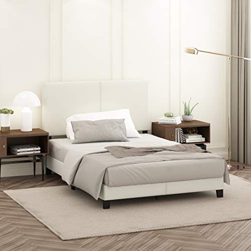 Furinno Pessac PU Leather Upholstered Platform, Full, White - image 2