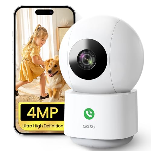 AOSU 4MP 2,5K Caméra Surveillance WiFi Intérieure, 5G/2.4 GHz WiFi, Appels à Une Touche, Suivi de...