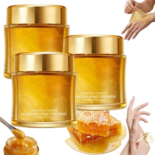Moisturizing Nourishing Honey Hand Mask – Hydrating Peel Off Hand Wax Mask, Softens & Exfoliates Dry Skin, Nourishing Hand Care Treatment for All Skin Types (3Pcs)