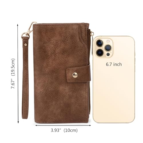 Image of YALUXE Women's Real Leather Wallet RFID Protect 21 Card Slots Phone Pocket