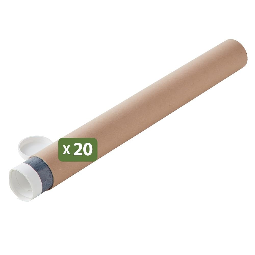 Pack and Move – Lote de 20 tubos para envío y embalaje – 10 x 100 cm – Para póster y póster – Con tapa