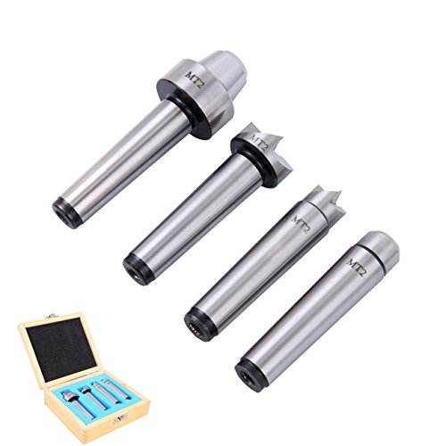 Yonntech 4Pcs MT2 Wood Lathe Center Set Live Centers Drive Spur Cup Arbor