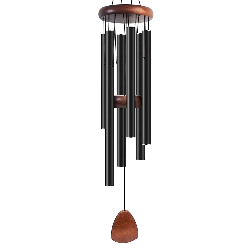 Metal Windchime Aluminum Windbell Wind Chimes 6 Rods Chimes Home Decoration Craft Outdoor Black