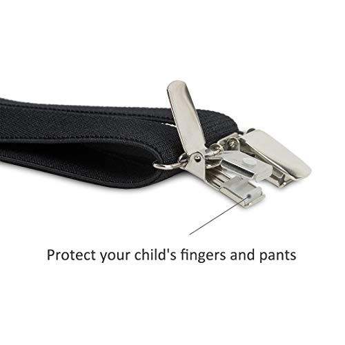 Grade Code Mens Suspenders and Bow Tie Set Adjustable Elastic Clip On Suspenders for Wedding (Black)