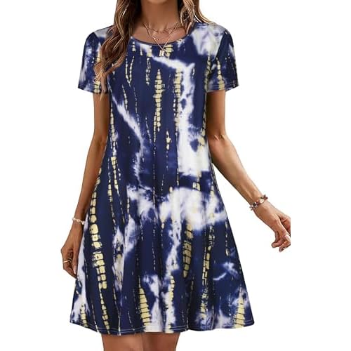 Summer Dresses for Women Casual Tshirt Short Sleeve Floral Sundress Beach Cover Ups with Pockets 2026