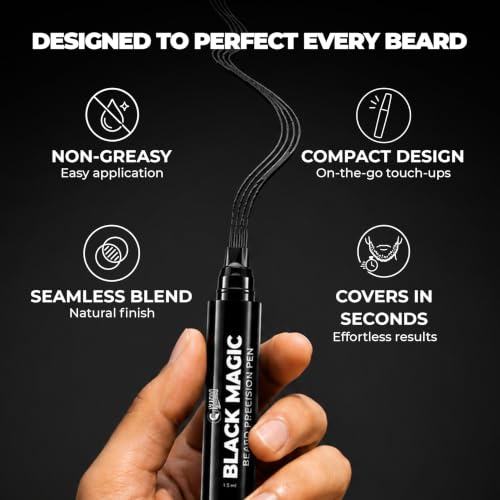 Image of Beardo Black Magic Beard Precision Pen | Instantly Covers Patchy Beard | Hair-Like Precision Strokes | Natural Beard Filler Pen | Waterproof, Smudge-Proof & Long-Lasting | 1.5ml