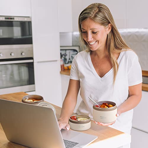 Qqko Portbale Insulated Lunch Food Container Set, Insulated Bento Box With Thermal Lunch Box Shell, Stainless Steel Stackable Lunch Container For Adult Men Women, Microwavable, 46 Oz/5.75 Cup #TOP7