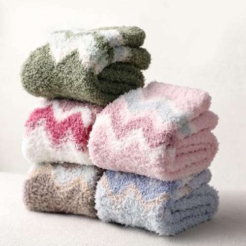 Image of Avisky Fuzzy Socks for Women - 5 Pairs Winter, Soft Cozy Fluffy Slipper Plush Warm Home Sleeping Socks
