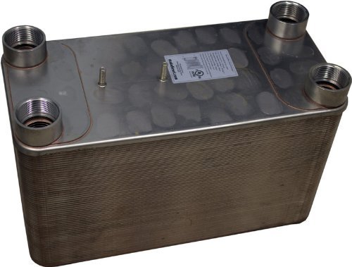 Duda Energy HX115090:M200 B3-115A 90 Plate Stainless Steel Heat Exchanger with 2" Male NPT Ports Copper Brazed, 8.8" Height, 10" Width, 21.1" Length