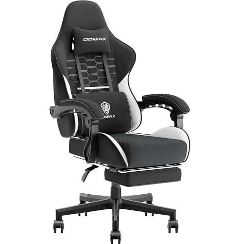 Dowinx Chaise Gaming Ergonomique, Fauteuil Gamer en Tissu Respirant avec Coussin Confortable à Ressorts Ensachés, Siège Gaming avec Appui-Tête et...