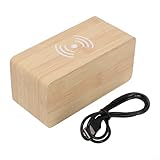 Elegante reloj de madera con pantalla digital, carga inalámbrica, hora, fecha y temperatura (A)