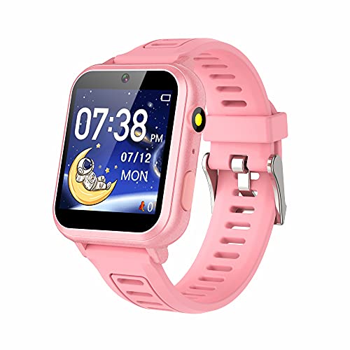 Jwatch Smart Watch per bambini dai 6 ai 12 anni, con contapassi, audiolibri, fotocamera, lettore musicale, regalo di compleanno e Natale (rosa