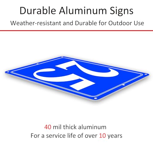 Image of Premium Aluminum Number Signs 25, Metal 12 inch X 8 inch Blue Numbered Signs Outdoor for Parking Lots, Floor, Dock, Court, Aisle, Field, High Visibility, No Fade, Weather-resistant