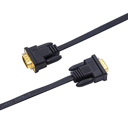 Dtech 10M Ultra Thin Flat Computer Monitor Vga Cable Long 32 Feet Male To Male 15 Pin Connector Standard Svga Wire Black #TOP2