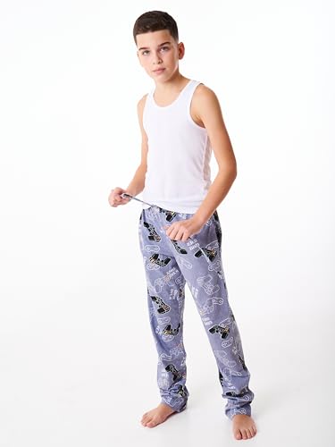 MOR Jungen Schlafanzughose Lang Pyjamahose Kinder (Grau, 158)