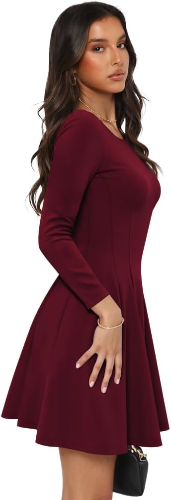 Long Sleeve Mini Dress for Women A Line Fall Pleated Babydoll Short Party Dresses 2026 - Image 2