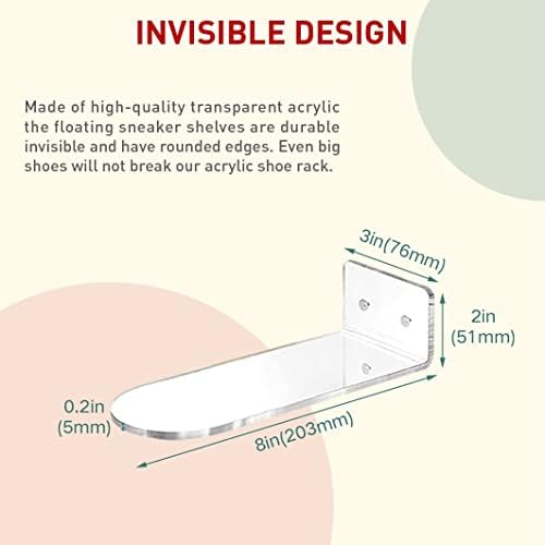 DAAIXC 6pcs Floating Shoe Rack,Acrylic Clear Wall Mounted Shoe Display Shelf,Display Shoe&Sneaker Collectible Mini Shoe Rack For Gaming Room Room Decor For Men