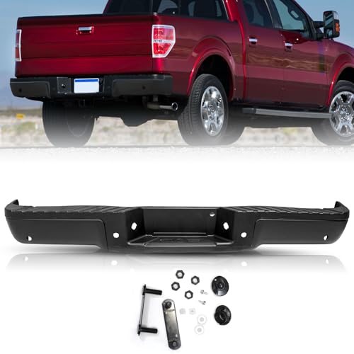 TUSDAR Rear Bumper Assembly Fits for 2009 2010 2011 2012 2013 2014 Ford F-150 WITH Sensor Holes W/O Tow Hitch Matt Black FO1103167