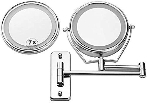 Miroir de maquillage mural 6 pouces avec grossissement 7x et bras extensible pliant - 4