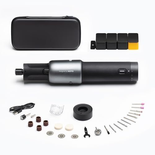 HOTO Cordless Rotary Tool Kit 4V, 5 Variable Speed, 25000 RPM, 2000mAh USB-C Rechargeable Battery, 35 Accessories, LED Light, Power Tool for Sanding, Polishing, Carving, Cutting, DIY Crafts