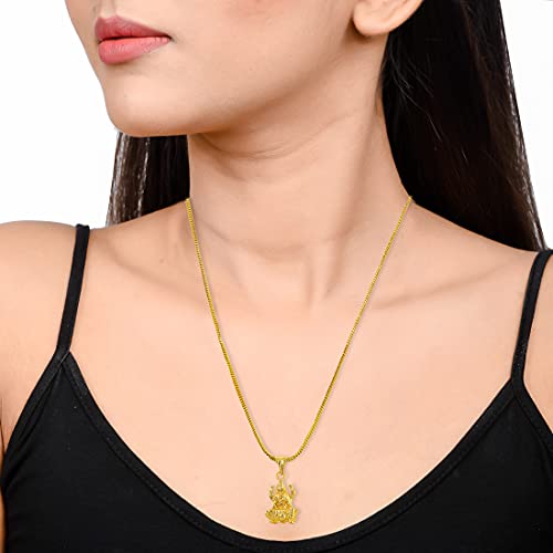 Image of Handicraft Kottage One Gram 22K Gold Plated Chain With Pendant Traditional Pendant Chain For Women And Girls Fashion Jewelley For Wedding, Party & Daily Wear
