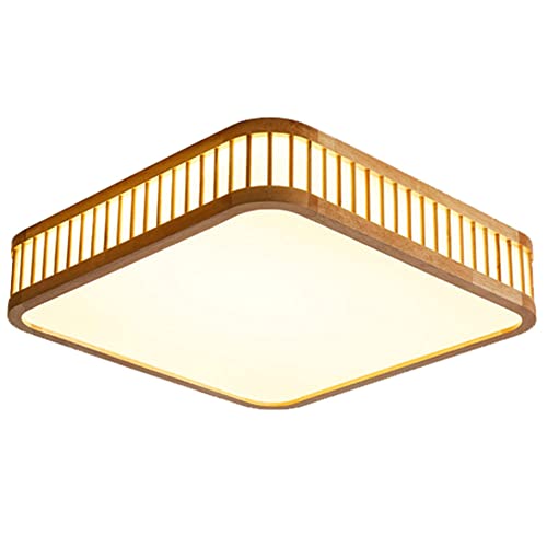 Natural Wood Modern LED Ceiling Light Panel Three-Color Dimming Lamp