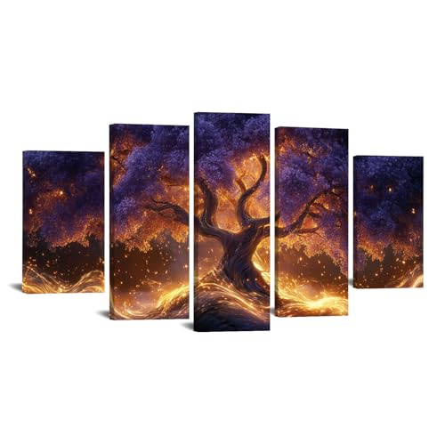IHAYATE 5 Piece Monochrome Tree of Life Canvas Wall Art