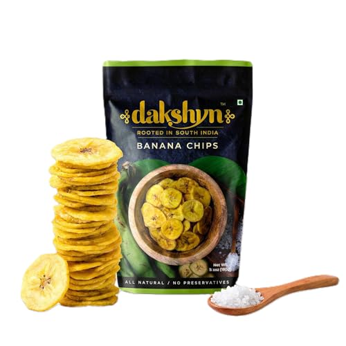 Dakshyn Nendran Yellow Banana Classic Satled Wafer Chips (200g x Pack of 2) | Jain Snacks No Onion No Garlic | Oil Free Snacks | Healthy, Gluten Free, Vegan, Plant Based | Kerela Banana Salted Chips