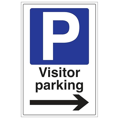 Panneau de sécurité réfléchissant flèche droite pour parking visiteurs 400x600mm