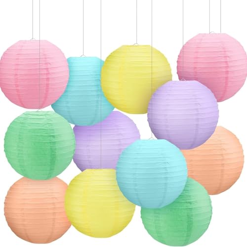 Lanterne chinoise extérieure et suspension papier colorée pour fête 12 pcs