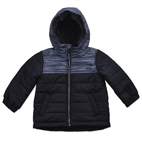 Image of Arctic Quest Boys' Ski Jacket and Snowbib Snowsuit Set 2 Piece Quilted Zip Up Jacket and Overall Snowsuit Set, Deep Black, 18M