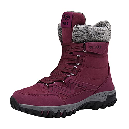Bottines de neige mi-longues rétro pour femme au look décontracté