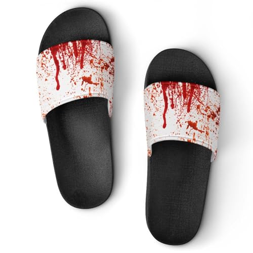 Blood Splatter Horror Womens Slide Sandals Non Slip Summer House Slippers for Girls Slip-on Flip Flops