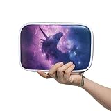 Tamaño: 14 x 23 cm. Hunihuni Estuche para lápices, Galaxy Unicorn multifunción, organizador de cosméticos, bolsa para brochas de maquillaje para niños y niñas