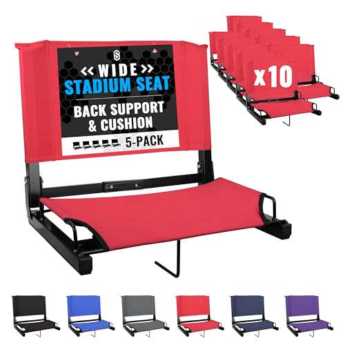 Sports Unlimited - Bleacher Chairs with Back and Cushion - Stadium Seats with Back Support Wide and Regular, Stadium Chair