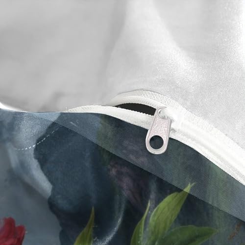 Linge de lit pivoine impression 3D en microfibre douce et fermeture éclair cachée - 8