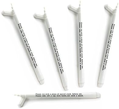 5 pcs Water Erasable Fabric Marker Marking Pen Textile Ink Pen for Sewing Patchwork Craft (White)