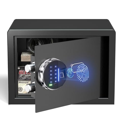 Grimtron Biometrischer Fingerabdruck-Tresor – 22L Sicherheitsbox mit LED-Beleuchtung, leisem Modus, beleuchtetem Tastenfeld, rostfrei & diebstahlsicher