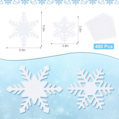 200 peças de recortes de floco de neve, 9 polegadas/5,9 polegadas papel de inverno flocos de neve de
