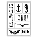 Viva Decor Schablone AHOI Anker Seepferdchen Möwe Boot Fisch maritim Stencil flexibel