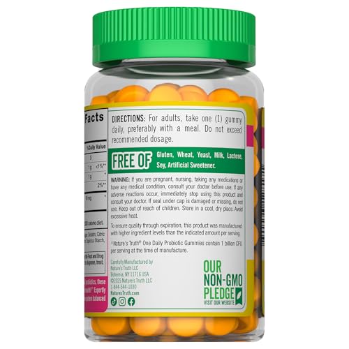 Image of Nature's Truth Probiotic Gummies | 1 Billion CFU | 90 Count | Raspberry Lemon Flavor | Non-GMO & Gluten Free Supplement