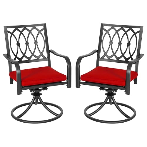 NUU GARDEN Patio Dining Chairs Set of 2, Stackable Outdoor Metal Chairs with Armrests, Wrought Iron Dining Chairs for Patio Lawn Garden Porch Deck, Black